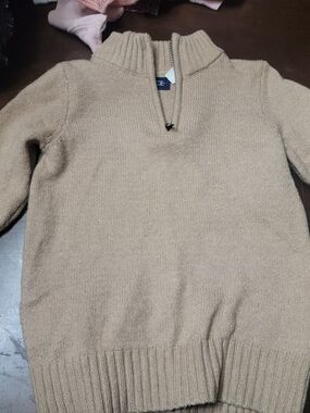 Place Ribbed Mock Neck Sweater in Camel
